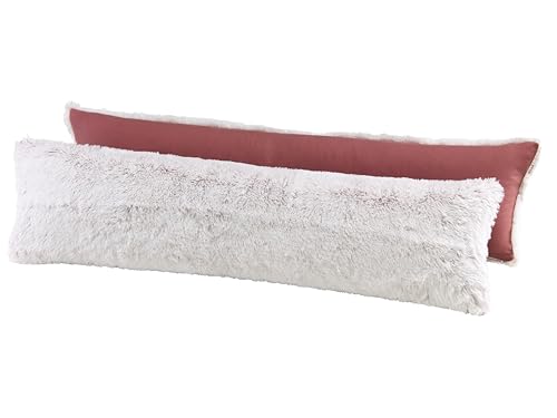 BaSaTex kuscheliger Flokati Fleece Seitenschläfer Kissenbezug 40x145 cm | Flauschige Kissenhülle für Schwangerschaftskissen in Felloptik | Farbe: Weiss Bordeaux Rot von BaSaTex