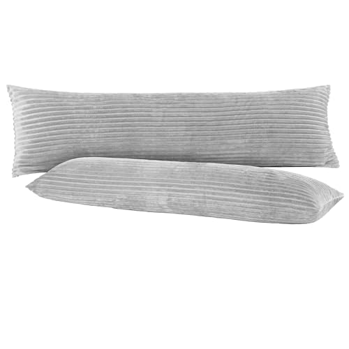 BaSaTex Winter Plüsch Seitenschläfer Kissenbezüge Kissenhüllen | 2er Pack 40x145 | Cashmere-Touch Coral Fleece,Rip-Cord“ | Schwangerschaftskissen Stillkissen | Reißverschluss | Grau von BaSaTex