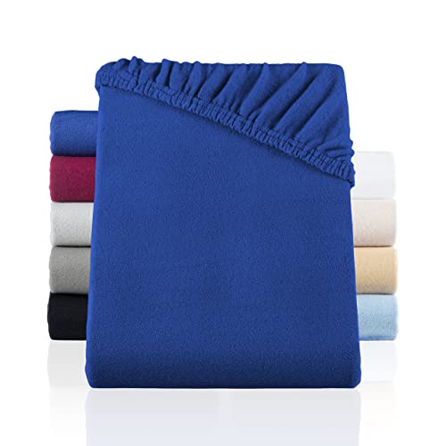 BaSaTex Winter Thermo Fleece Spannbettlaken - wärmendes plüsch Spannbetttuch Teddy Flausch - Flauschiges Bettlaken | Größe: 140x200-160x200 cm | Farbe: Navy Blau/Dunkelblau von BaSaTex