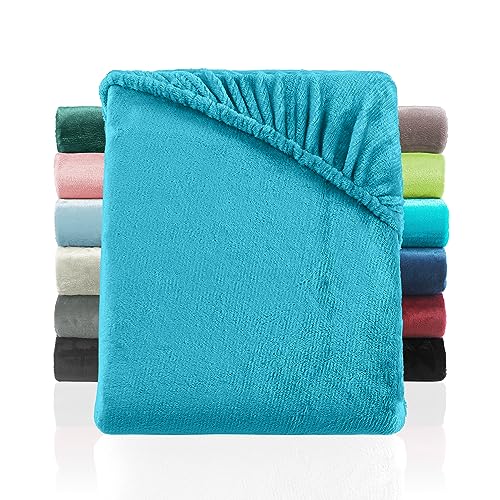 Cashmere Touch Spannbettlaken Spannbetttuch ähnlich Nicky, Teddy, Corals Fleece 200x220 cm auch für Wasserbetten und Boxspringbetten 40 cm Steg Petrol von BaSaTex