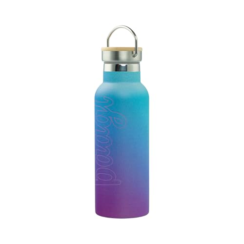 Baagl Trinkflasche Kinder Edelstahl für Mädchen – Auslaufsichere Thermosflasche mit Bambusdeckel – BPA-freie Wasserflasche für Schule - Thermoskanne, 500 ml (Gradient Blau-Violett) von Baagl