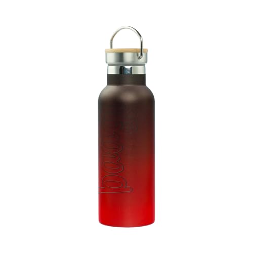 Baagl Trinkflasche Kinder Edelstahl für Mädchen – Auslaufsichere Thermosflasche mit Bambusdeckel – BPA-freie Wasserflasche für Schule - Thermoskanne, 500 ml (Gradient Rot-Schwarz) von Baagl