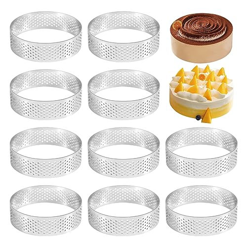 Baaly 10 StüCk Runde Torten Ringe mit LöChern Edelstahl Obst Kuchen Quiches Kuchen Mousse Form KüChe Back Form 7 cm von Baaly