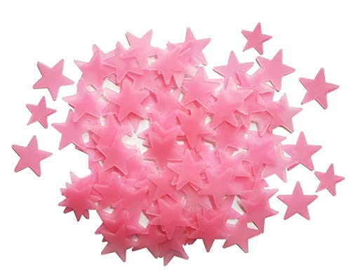 VKI® Wandsticker, Leuchtaufkleber, Fluoreszierend und im Dunkeln Leuchtend,200 Stück Sterne für Kinderzimmer Kinderzimmer, Rosa von VKI