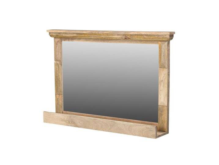 Badspiegel mit Ablage PAZIN massiv Mangoholz Vintage Design 100x65cm von Baario