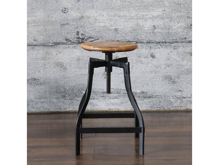Barhocker INDUS höhenverstellbar Eisen & edles Mangoholz Industrial von Baario