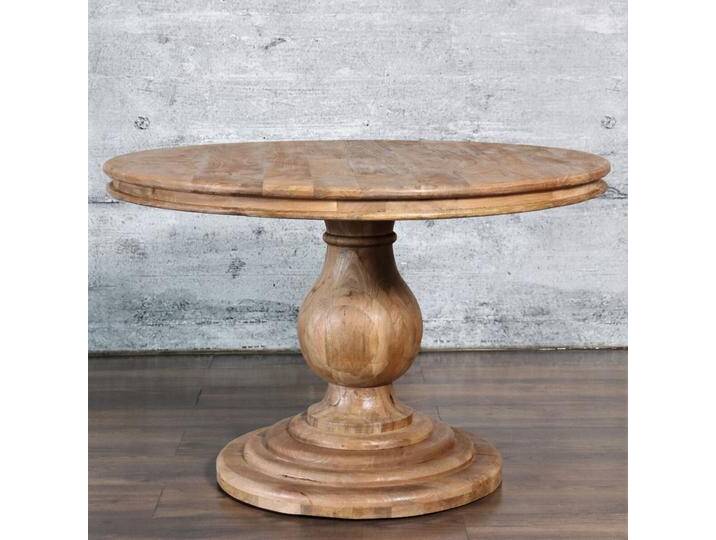 Esstisch HARRISON braun Ø100 massiv Mangoholz Landhaus Antik Design von Baario
