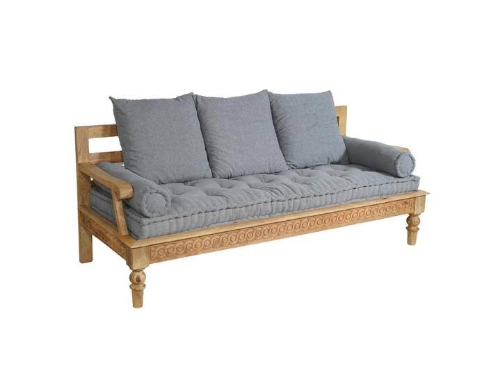 Holzsofa Vintage Retro BOHO Sofa massiv Wohnzimmer Leinen rustikal Holzsofa Vintage Retro BOHO Sofa massiv Wohnzimmer Leinen rustikal von Baario