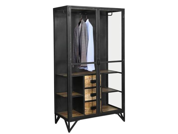 Kleiderschrank Glas BARBAR schwarz Metall & Mangoholz Industrial Style Kleiderschrank Glas BARBAR schwarz Metall & Mangoholz Industrial Style von Baario