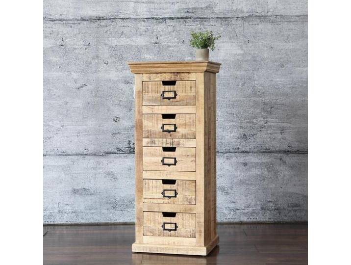 Kommode 5 Schubladen Schubladenkommode schmal hoch SELCE massiv rustikal von Baario