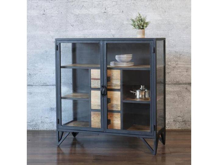 Kommode Metall schwarz BARBAR Glas Industrial Style Design Highboard Kommode Metall schwarz BARBAR Glas Industrial Style Design Highboard von Baario