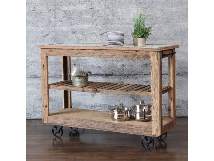 Konsolentisch Altholz rustikal MARE Servierwagen Küchenwagen Marmor Konsolentisch Altholz rustikal MARE Servierwagen Küchenwagen Marmor von Baario
