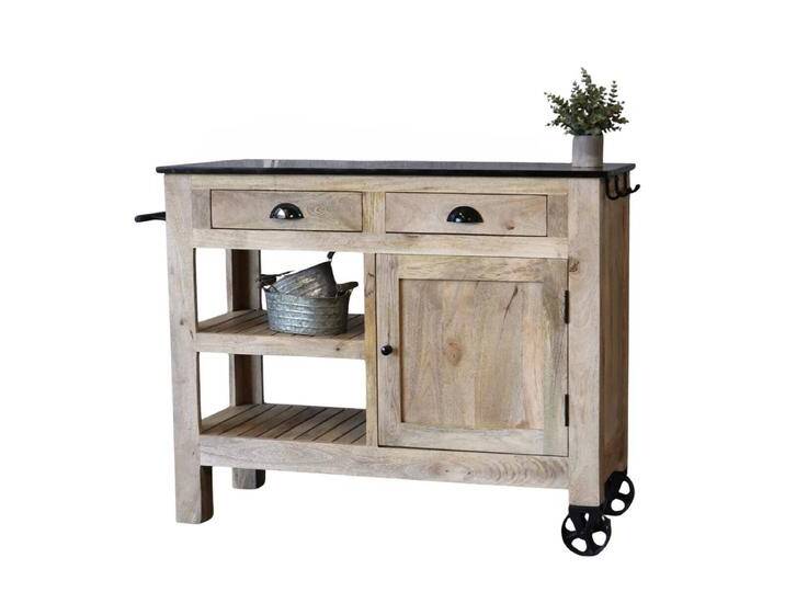 Pflanztisch Anrichte BRAGA Vintage Massivholz mit Marmorplatte Kommode von Baario