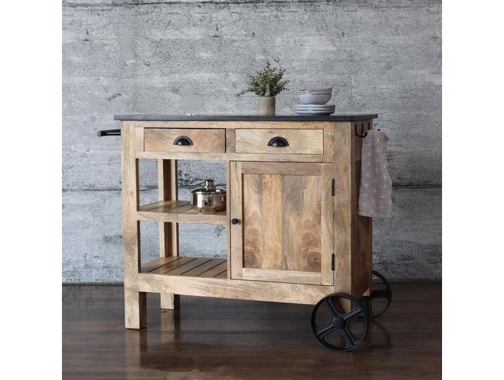 Servierwagen PULA Pflanztisch massiv Mangoholz Marmorplatte Vintage Servierwagen PULA Pflanztisch massiv Mangoholz Marmorplatte Vintage von Baario