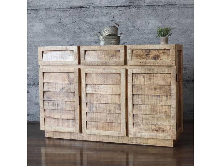 Sideboard BUJE Lamellen massiv Mangoholz Anrichte Vintage rustikal von Baario