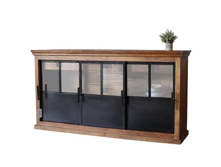 Sideboard Industrial Design IVETTE 180cm breit massiv Mangoholz & Eisen von Baario