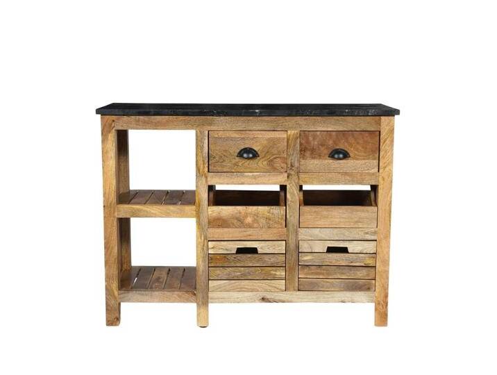 Sideboard Küche Vintage ROVINJ Anrichte edles Mangoholz Marmorplatte von Baario