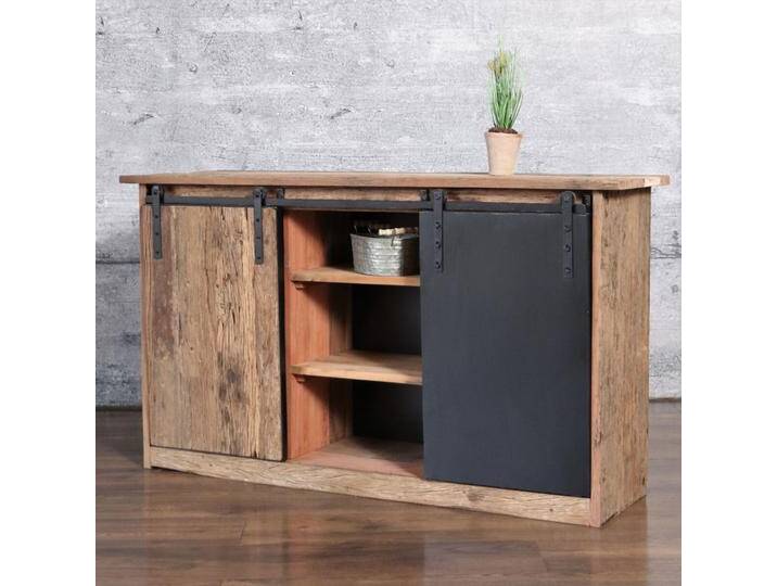 Sideboard Recyclingholz BECHY massiv Altholz Eisen Industrial Vintage von Baario