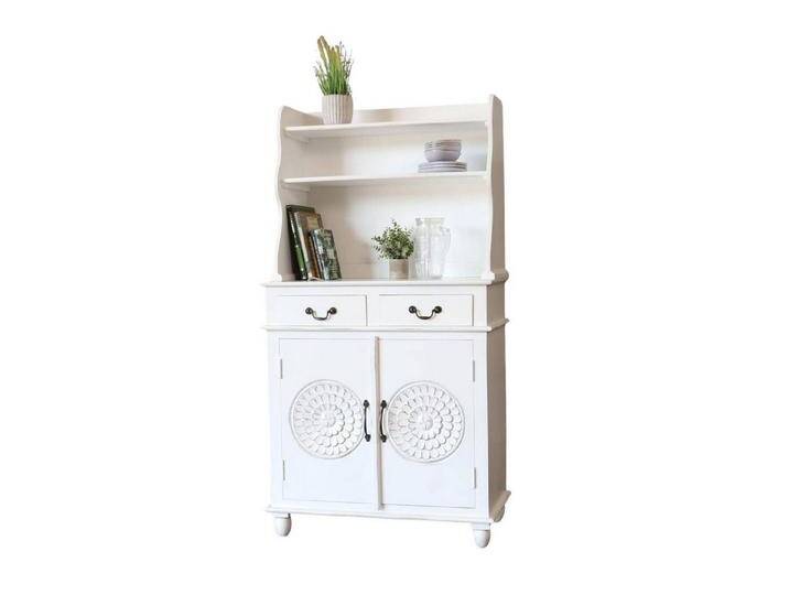 baario Highboard Highboard BLATO Shabby weiß, massiv Kommode mit Regalaufsatz Schnitzerei, weiß baario Highboard Highboard BLATO Shabby weiß, massiv Kommode mit Regalaufsatz Schnitzerei, weiß von Baario