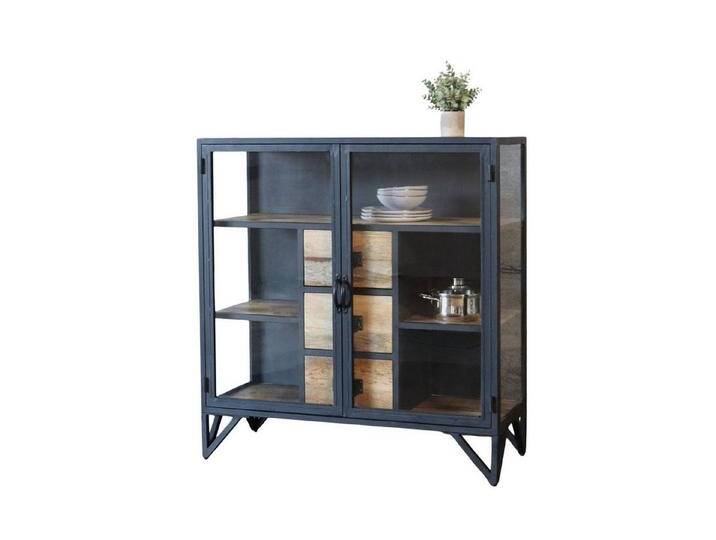 baario Kommode Kommode BARBAR Metall, schwarz Glas Industrial Style Design Highboard, schwarz von Baario