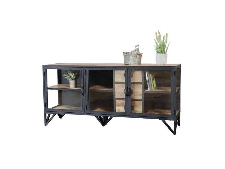 baario Lowboard Lowboard BARBAR Metall Glas, schwarz Industrial Style Kommode TV-Board, schwarz baario Lowboard Lowboard BARBAR Metall Glas, schwarz Industrial Style Kommode TV-Board, schwarz von Baario
