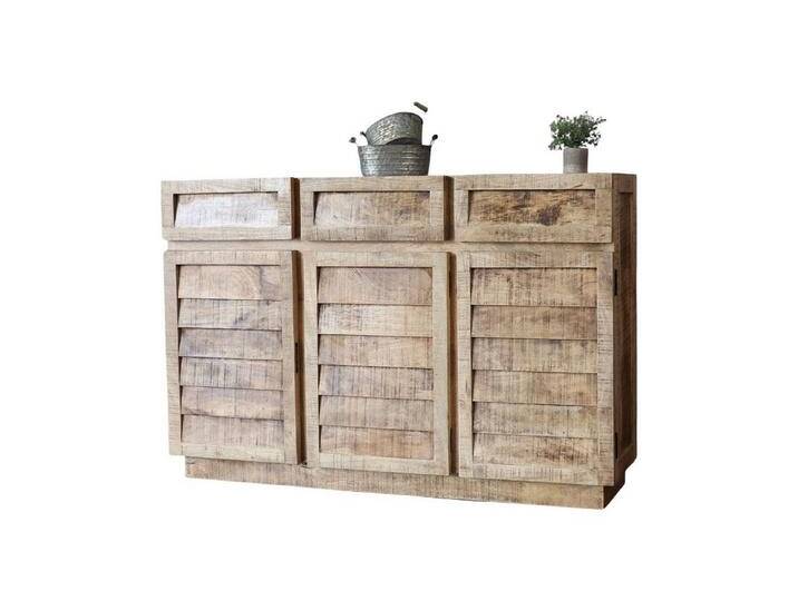 baario Sideboard Sideboard BUJE Lamellen, massiv Mangoholz Anrichte Vintage rustikal, braun baario Sideboard Sideboard BUJE Lamellen, massiv Mangoholz Anrichte Vintage rustikal, braun von Baario