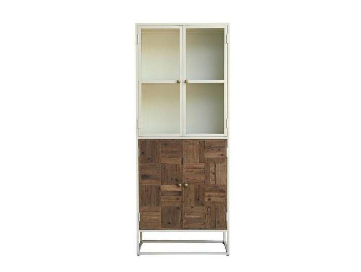 baario Vitrine Vitrine TRIBECA Altholz Metall recycelt Treibholz & Eisen Industrial Design, weiß von Baario