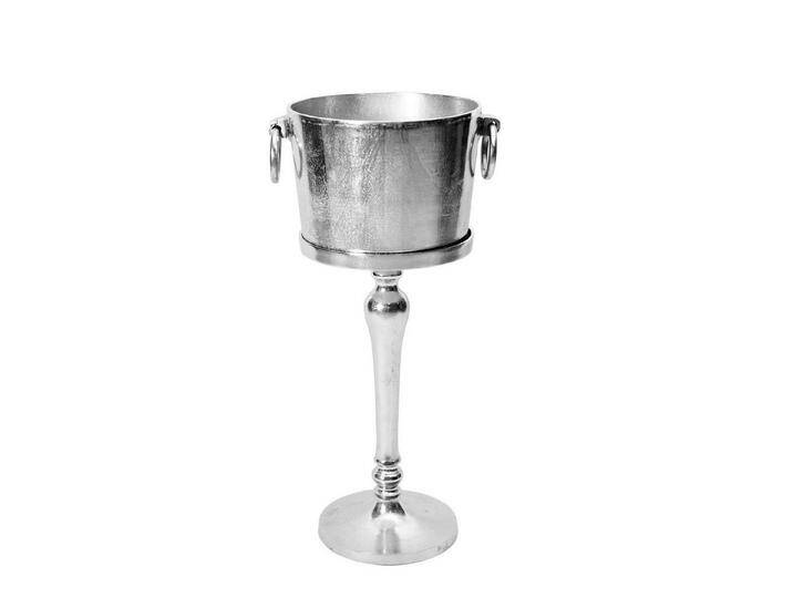 baario Weinkühler Weinkühler PARIS mit Ständer, XXL silber Antik-Finish Metall Aluminium Sektkühler groß, silberfarben von Baario