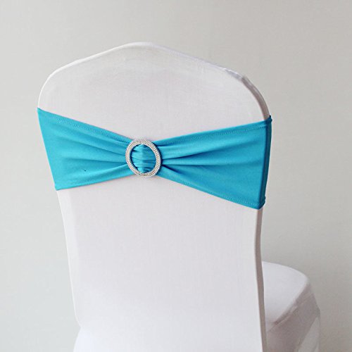 Babat 10x Stretch Stuhlschleife mit Brosche in hellblau Schleifenbänder für Stuhlhussen von Babat