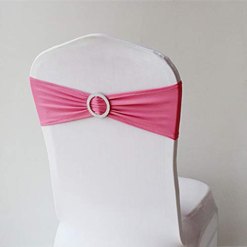 Babat 10x Stretch Stuhlschleife mit Brosche in rosa Schleifenbänder für Stuhlhussen von Babat
