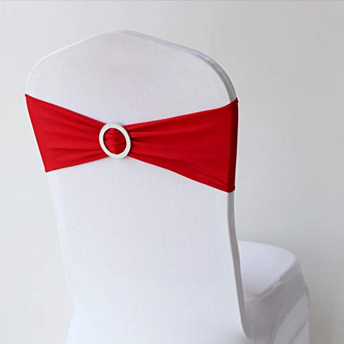 Babat 10x Stretch Stuhlschleife mit Brosche in rot Schleifenbänder für Stuhlhussen von Babat