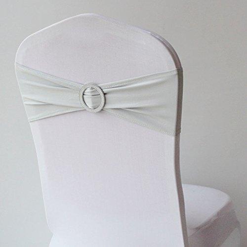 Babat 10x Stretch Stuhlschleife mit Brosche in weiß Schleifenbänder für Stuhlhussen von Babat