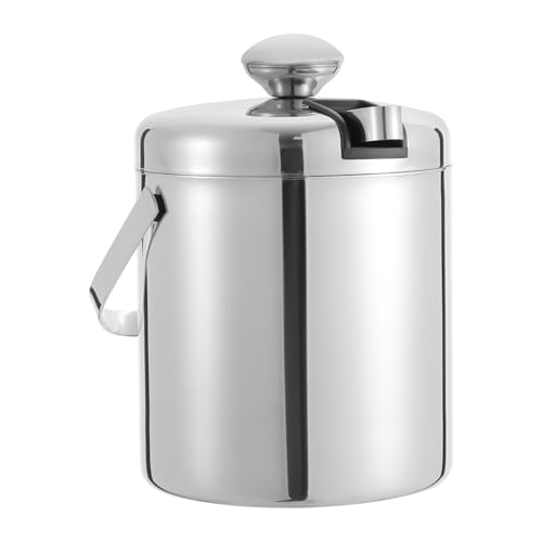 Edelstahl Eiswürfelbehälter 13.L Eiskübel mit Luftdichtem Deckel Sieb und Eiszange Doppelwandig Isoliert Eisbehälter Eiseimer mit Eiszange 14 * 22.5cm für Grillpartys, Picknicks, Partys, Bars von Babeenoo