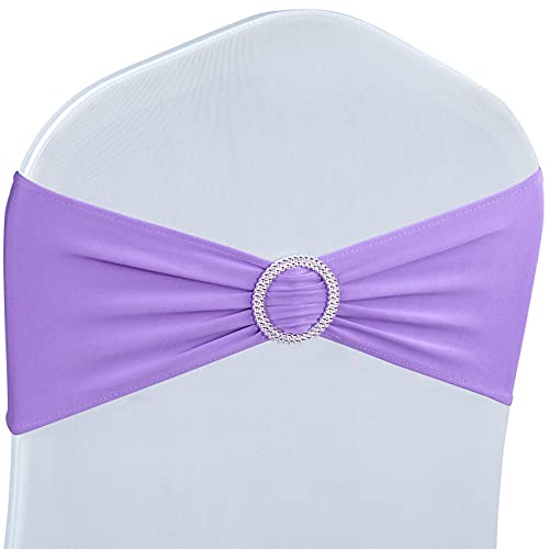 Babenest Spandex-Stuhlschärpen, Schleifen, 30 Stück, Premium-Stretch-Band mit Schnalle, Schieber, universelle elastische Stuhlbänder für Hochzeit, Party, Zeremonie, Bankett, Dekoration (hellviolett) von Babenest