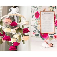 Floral Baby Mädchen Mobile Krippe Größe Filz Blume | Rosen Und Perlen Kinderzimmer Hängedekor von BabeshowsMobiles