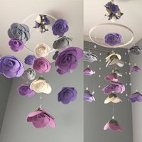 Gemischte Lila Filzblume Mobile | Rosen Kristalle Mädchen Raum Hängen Dekor Baby Kinderzimmer Anpassbar, Wählt Eure Farben Schätzchen Gemischte Lila Filzblume Mobile | Rosen Kristalle Mädchen Raum Hängen Dekor Baby Kinderzimmer Anpassbar, Wählt Eure Farben Schätzchen von BabeshowsMobiles