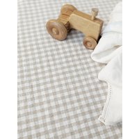 Linen Krippe Bettwäsche Beige Gingham Neutral Kariert Karo Wickelauflage Covers Nestig Mini Naturton Kinderbett Brauch von Babiease