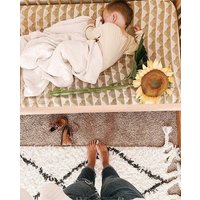 Senffarbene Babybettwäsche - Regenbogen-Kinderbettlaken Mini-Krippenlaken Wickelkissenbezug /Boho Bettwäsche/Neutral Krippenlaken von Babiease