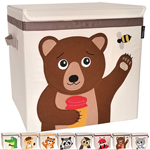 Babies1st faltbare Aufbewahrungsbox mit Filzapplikation und Deckel, Storage Box:Bär von Babies1st