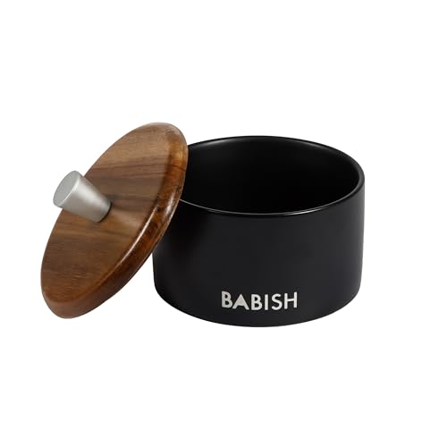 Babish Salzkeller aus Steingut mit Holzdeckel, 10,2 x 8,9 cm Babish Salzkeller aus Steingut mit Holzdeckel, 10,2 x 8,9 cm von Babish