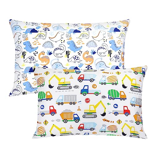 Kissenbezug Kinder Baby Kopfkissenbezug Baumwolle Toddler Pillowcase Kissenbezüge Kissen 40 x 60 cm Junge Kissenhülle Mädchen, Geschenke zum Kindertag Dinosaurier Lastwagen von Baby Amabc