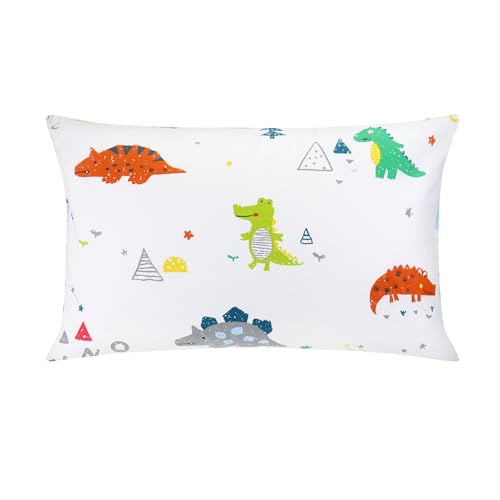 Kinder Kissenbezug 40 x 60 cm - Bio Baumwolle Kopfkissenbezug - Baby Kleinkind Kissen Kissenbezüge für Kinderwagen - babykissen bezug mit Umschlagverschluss, Dinosaurier Kids Pillowcase von Baby Amabc