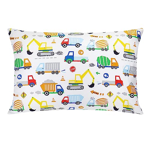 Kopfkissen Kleinkind und Kissenbezug - 33x45 cm Weich Bio Baumwolle Kissen Kinder zum Schlafen - Waschbar Kleinkind Kopfkissen ab 2 Jahre - Kinderkopfkissen für Kleinkinder - Kinderkissen Autos von Baby Amabc