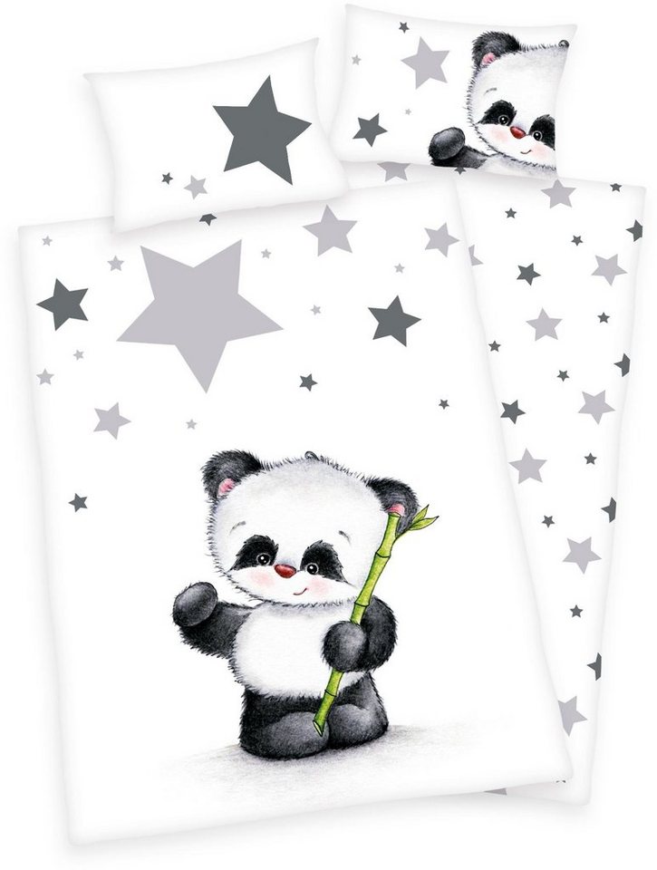 Babybettwäsche Jana Panda, Baby Best, Biber, 2 teilig, mit Panda von Baby Best