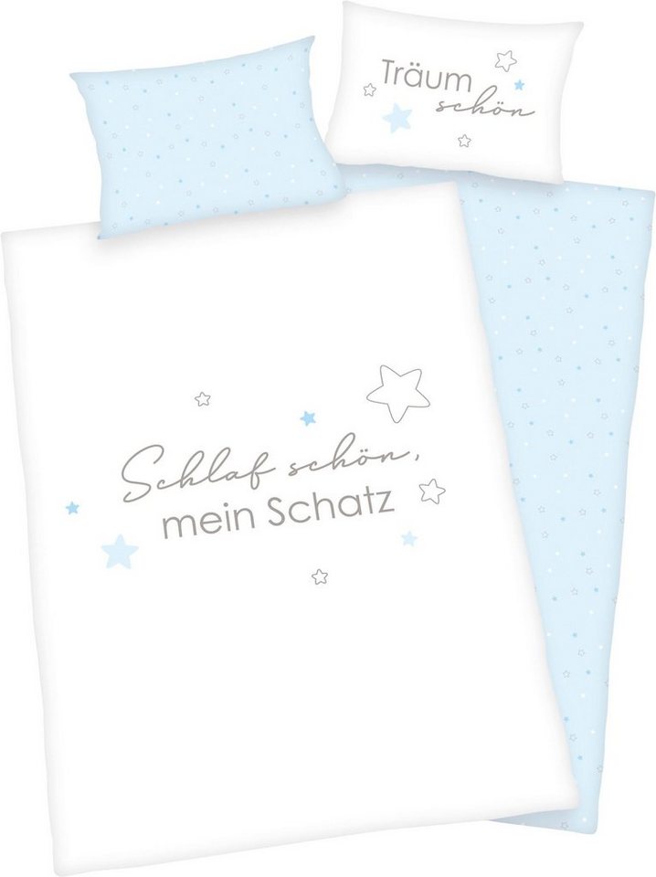 Babybettwäsche Kleiner Schatz, Baby Best, Renforcé (Bio-Baumwolle), mit liebevollem Motiv und Schriftzug von Baby Best