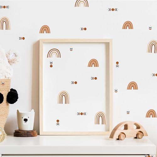 Baby Boo! Wandtattoo Kinderzimmer, Regenbogen, Mond, Vollmond, Halbmond, Boho Stil, Kinderzimmer Deko, Babyzimmer Deko, Wandsticker Kinderzimmer, Wandaufkleber Kinderzimmer, PVC, Wanddeko (90 x 30 cm) von Baby Boo!