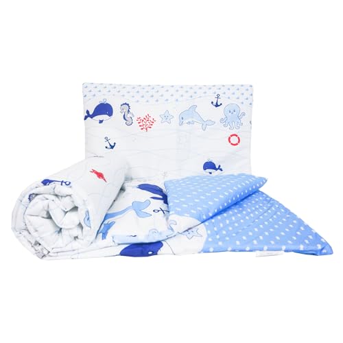 2 Stück Baby Kinder Quilt Bettdecke & Kissen Set 80x70 cm passend für Kinderbett oder Kinderwagen Muster 15 von Baby Comfort