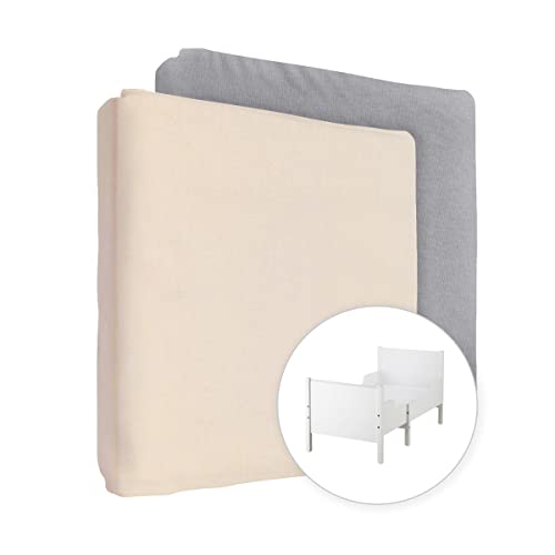 2 Stück Jersey 100% Baumwolle Spannbettlaken für 160 x 80 cm Kleinkind Junior Bett Mattres (Creme + Grau) von Baby Comfort