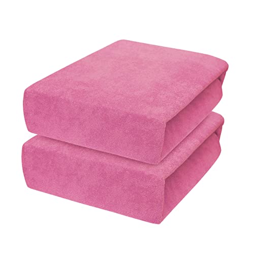 2 x Baby Comfort Frottee Spannbettlaken für 90x55 cm Nachttischbett Kinderbett Matratze (Rosa) von Baby Comfort