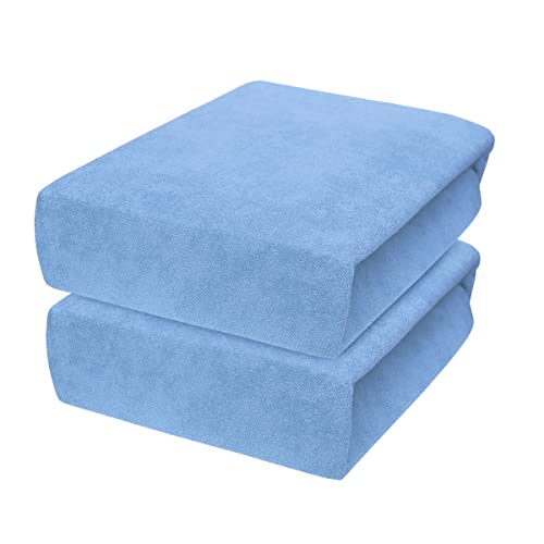 2 x Baby Comfort Frottee Spannbettlaken für 90x55 cm Nachttischbett Kinderbett Matratze (blau) von Baby Comfort